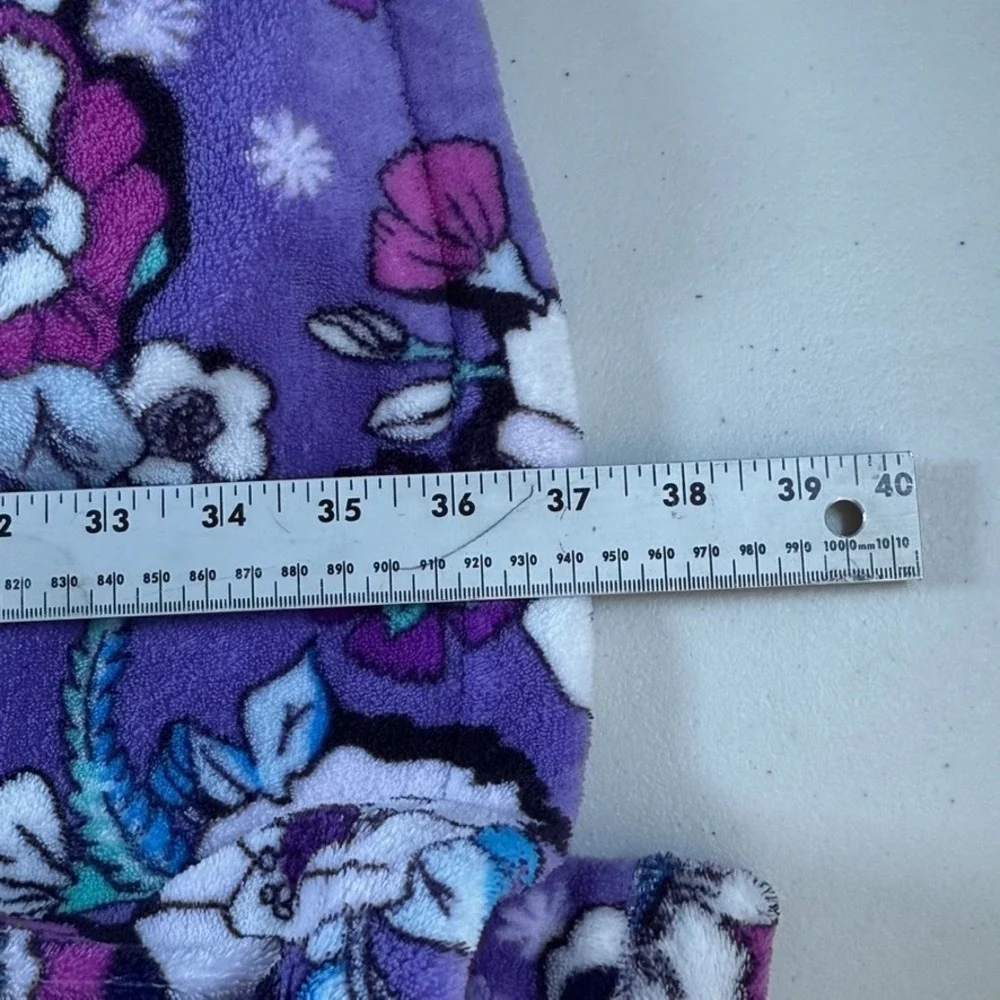 Vera Bradley Enchanted Garden Cozy Robe Womens S/M Purple Floral Hooded Travel